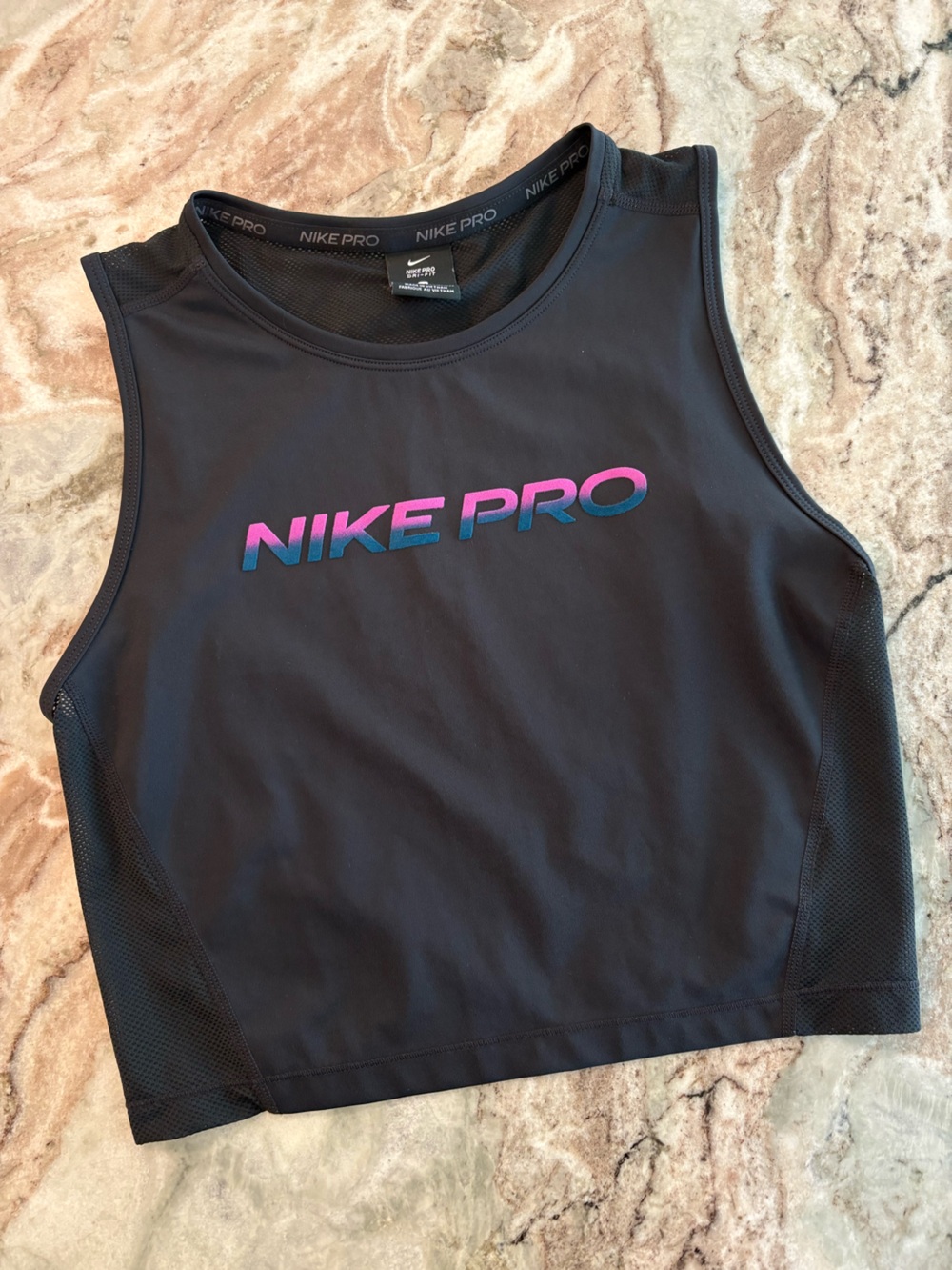 Nike Pro Crop Tank Top Back Mesh Back Dri-Fit Womens Medium Training Shirt